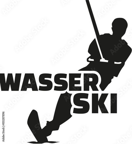Water ski silhouette with german word