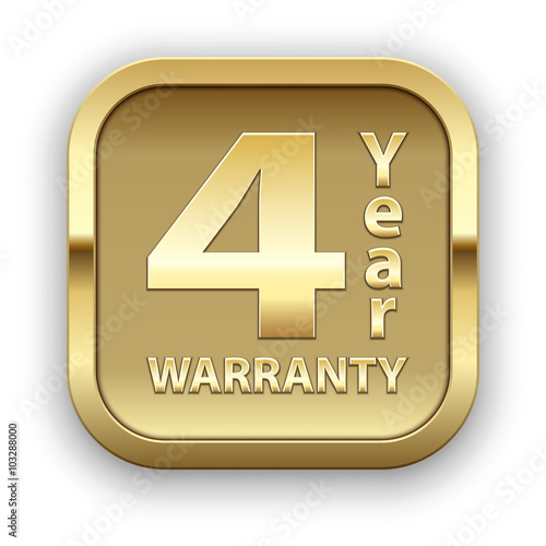 Golden plate, four year warranty, vector