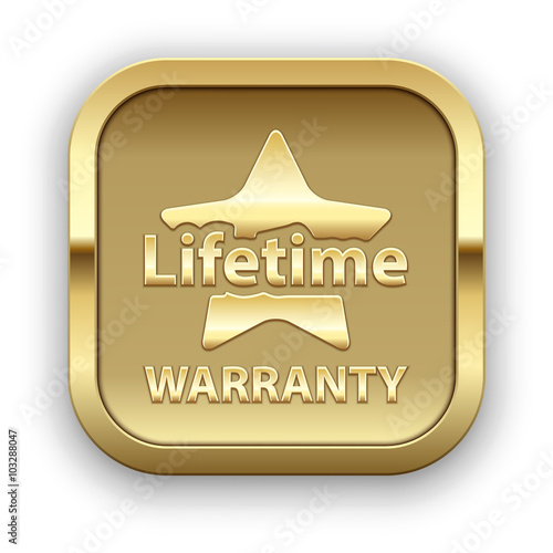 Golden plate, lifetime warranty, vector