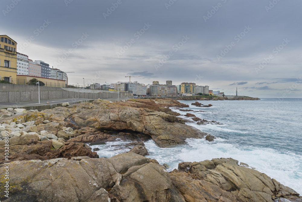 Paseo marítimo de La Coruña, España.