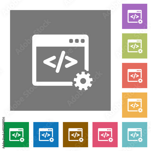 Web development square flat icons