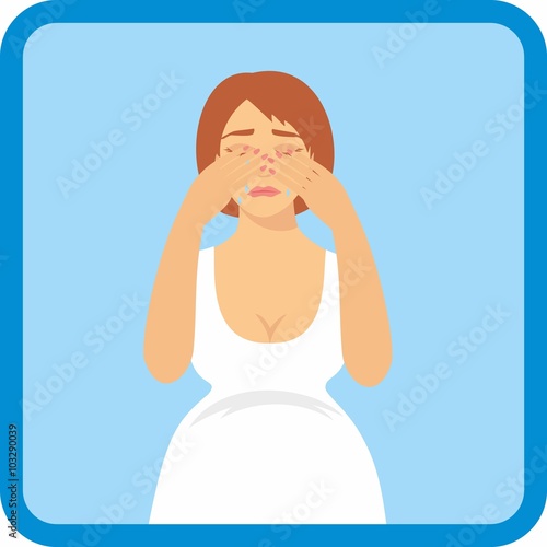 vector illustration signs of pregnancy symptoms - emotional instability