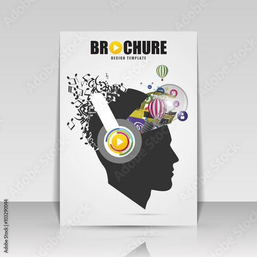 Music brochure cover design. Flyer, poster, booklet template