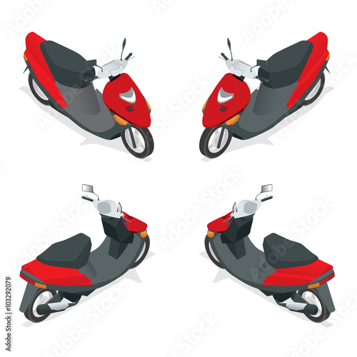 Motorcycle, bike, motorbike, scooter. Flat 3d isometric high quality city transport icon.  photo