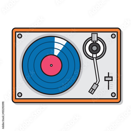 Record player vinyl record isolated on white background