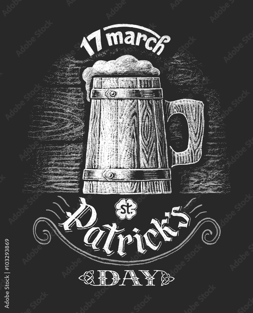 St. Patrick's Day. Chalk drawing Stock Vector Adobe Stock