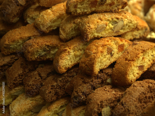 Stack of cantucci biscuits