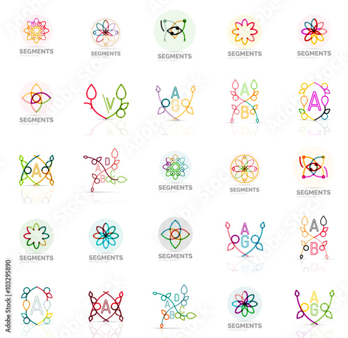 Linear abstract logos, letters, swirls