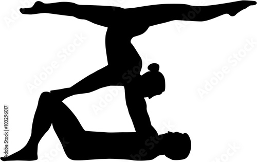 Acrobatics silhouette man and woman