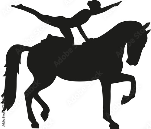 Horse Vaulting woman silhouette Voltigieren