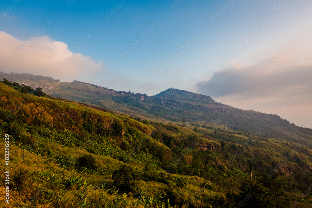 Naklejka premium The landscape photo, beautiful morning time at Phu Tub Berk View