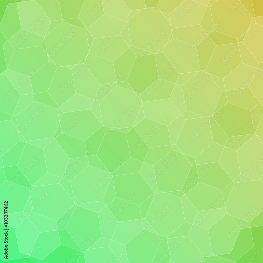 Abstract green-yellow background with hexagons Abstract green-yellow background with hexagons