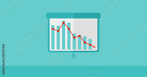 Background of projector roller screen with decreasing chart.