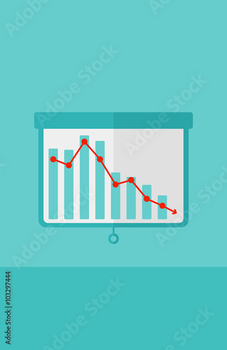 Background of projector roller screen with decreasing chart.