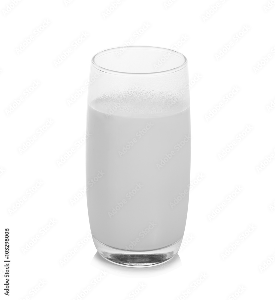 Hot milk in a glass on white background Hot milk in a glass on white background