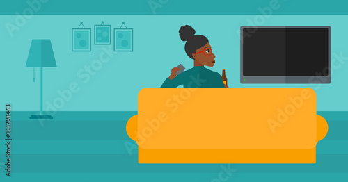 Woman watching TV.