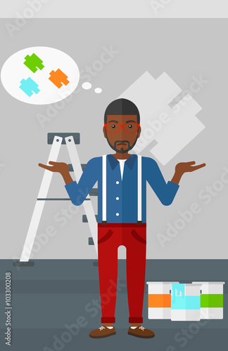 Man choosing paint color.