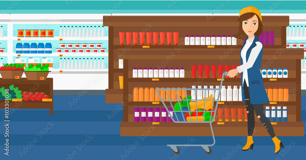 Customer with trolley. Customer with trolley.