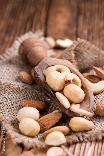 Portion of mixed nuts (roasted and salted)