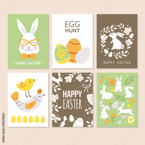 Easter holiday greeting card design. Hand drawing isolated vecto