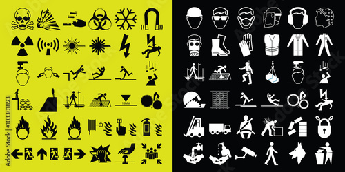 Construction and hazard warning icon collection