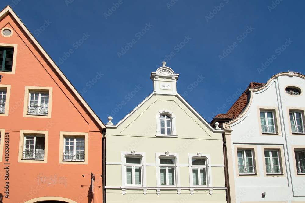 Gebäude am historischen Marktplatz von Warendorf, Nordrhein-Westfalen