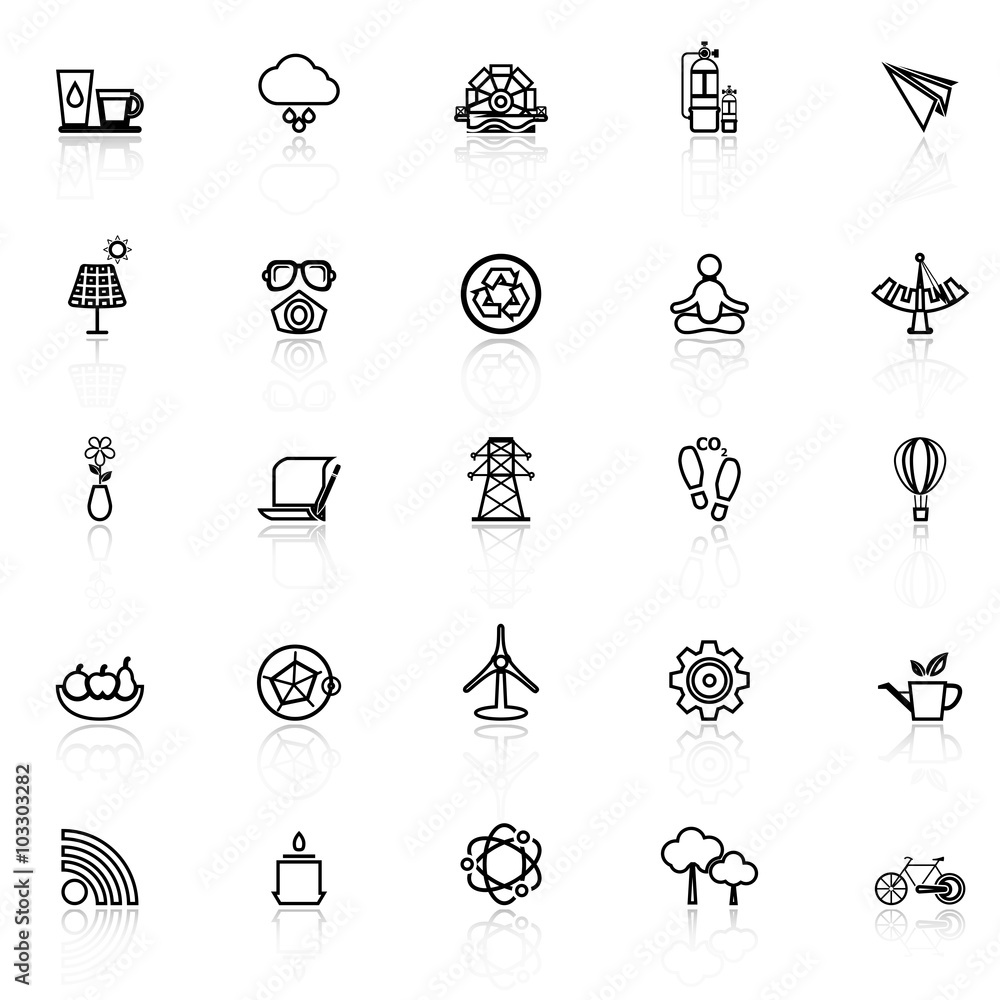 Clean concept line icons with reflect on white Clean concept line icons with reflect on white