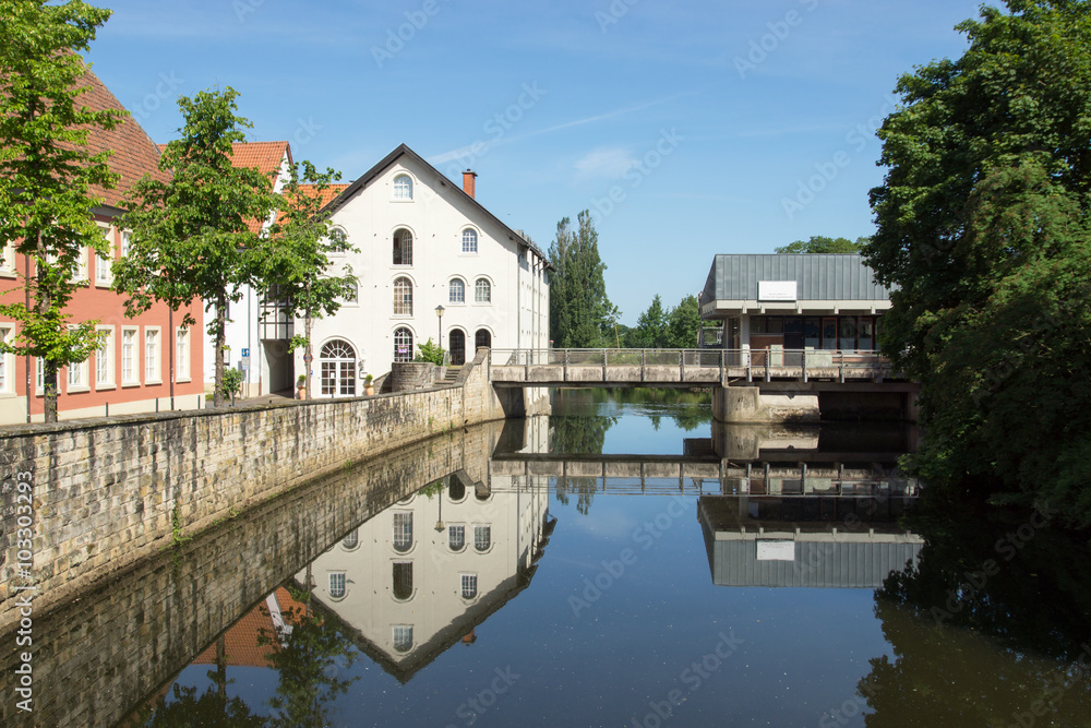 Obraz premium Historische Emsmühle in Warendorf, Nordrhein-Westfalen