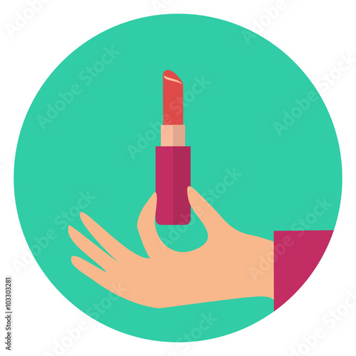Lipstick - Circle Icon. Modern Design Flat Style Icon