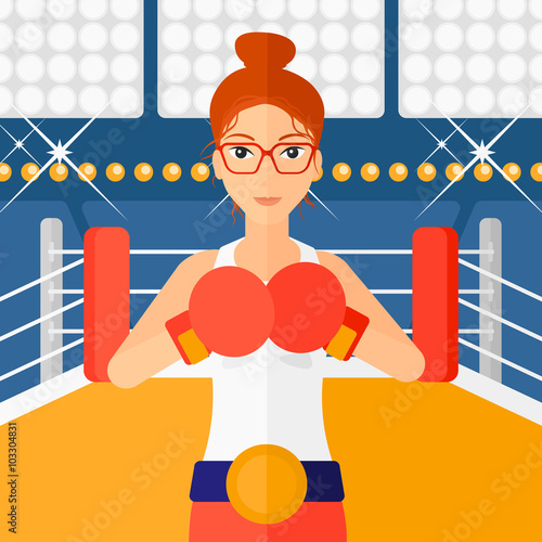 Confident boxer in gloves.