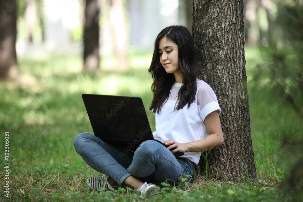 Young girl with notebooks in hands student girl teen Young girl with notebooks in hands student girl teen