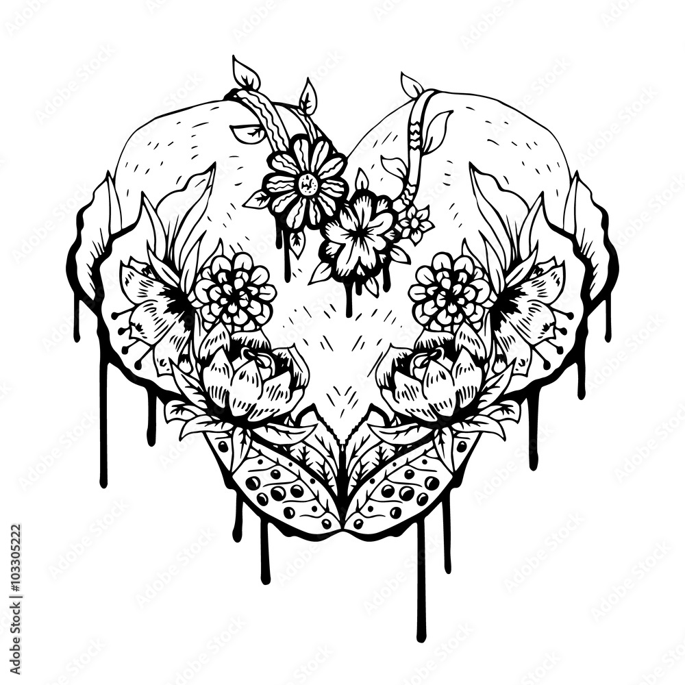 Fototapeta premium Abstract black and white heart. Vector illustration