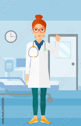 Doctor showing finger up.