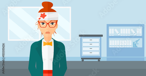 Woman with injured head.