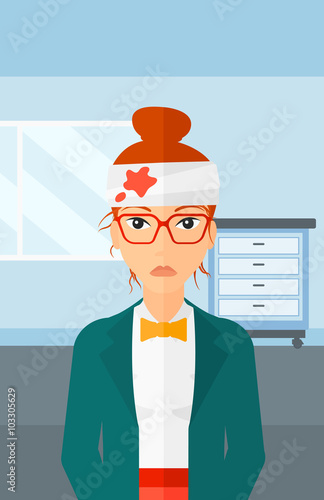 Woman with injured head.