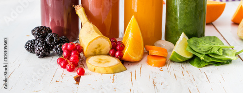 Fotografie Selection of colorful smoothies