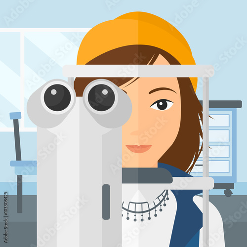 Patient visiting ophthalmologist.