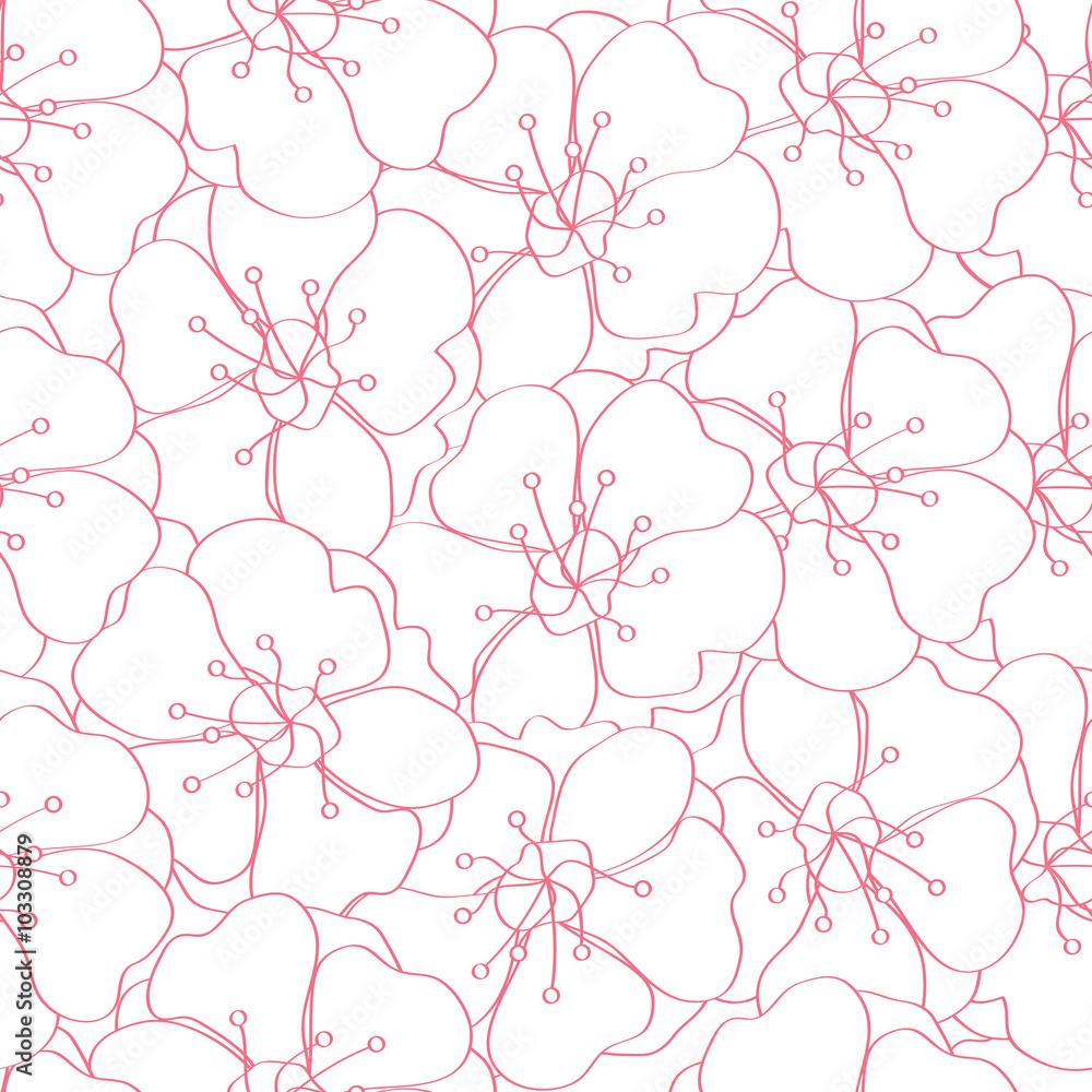 Seamless floral pattern with flowers plum