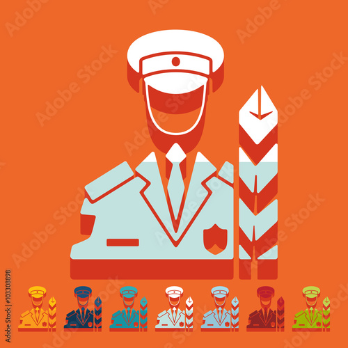 Flat design: customs inspector
