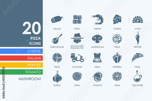 Set of pizza icons