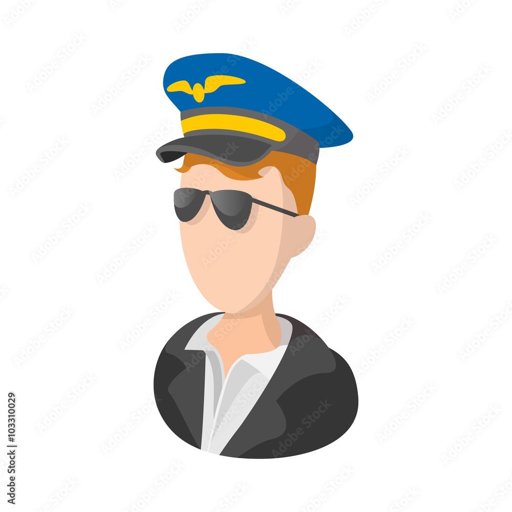 Obraz premium Captain of the aircraft cartoon icon 
