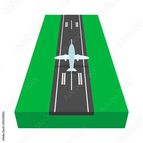 Airstrip with airplane cartoon icon