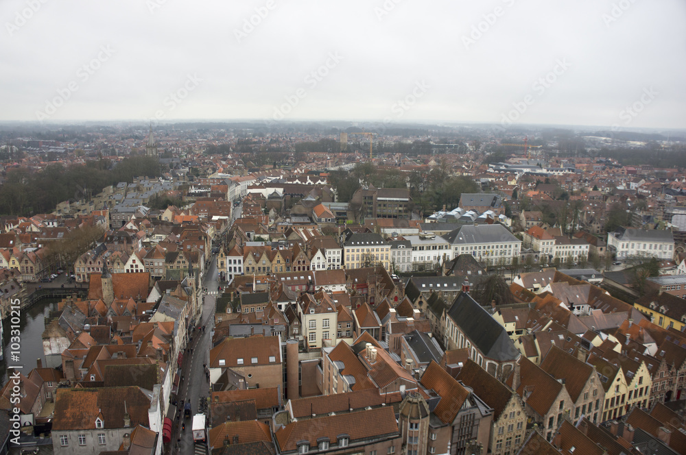 Fototapeta premium Panorama of Bruges from the observation deck Belford