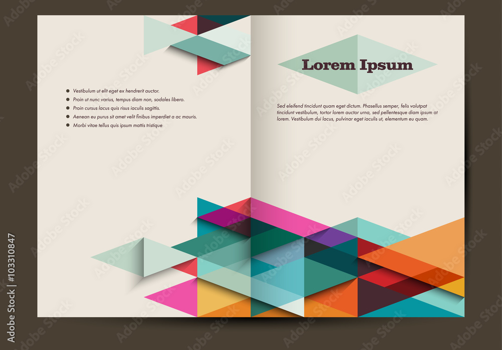 Brochure template with colorful abstract background, retro, eps10 vector