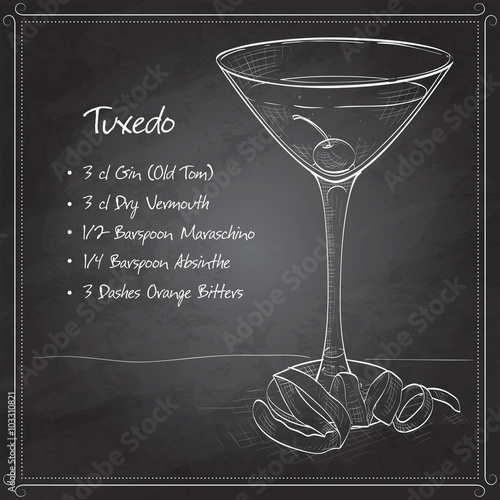 Tuxedo cocktail on black board