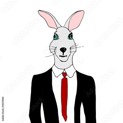 rabbit in a tuxedo. Bunny in a suit