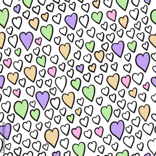 Seamless pattern with beautiful hearts.