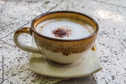 Close up cappuccino coffee