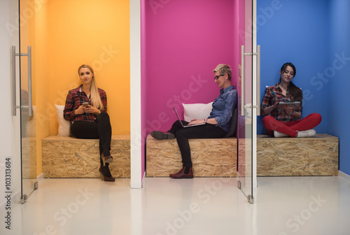 group of business people in creative working space