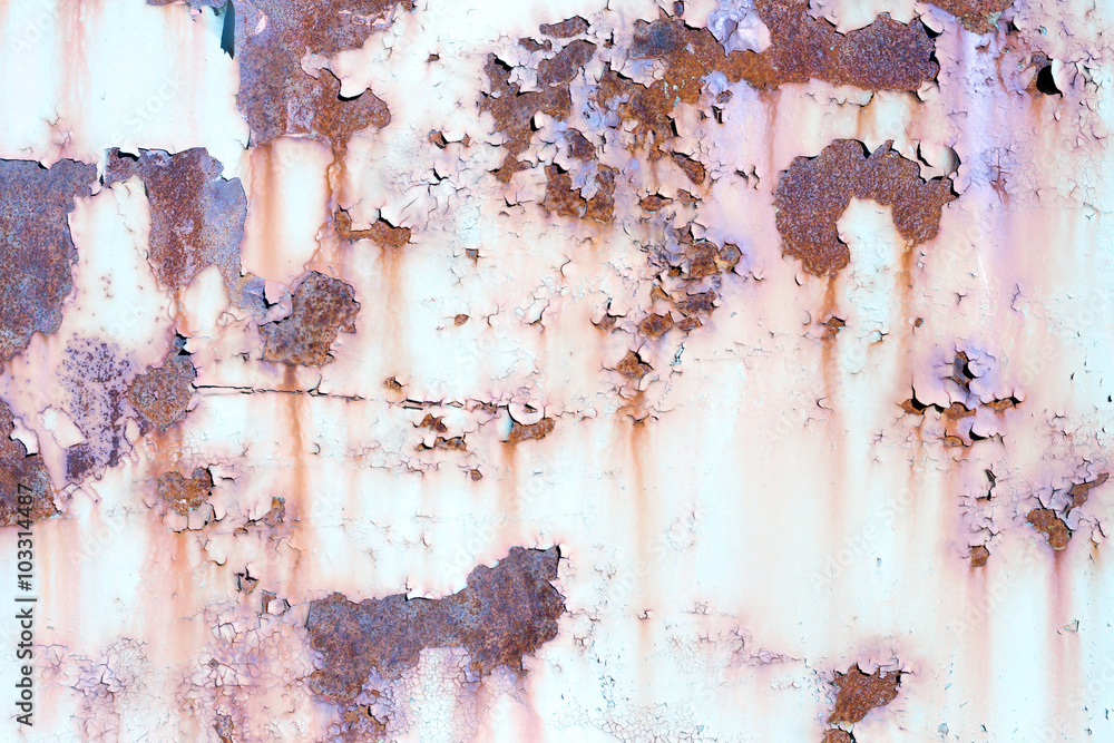 Naklejka premium Old painted metal texture with traces of rust.